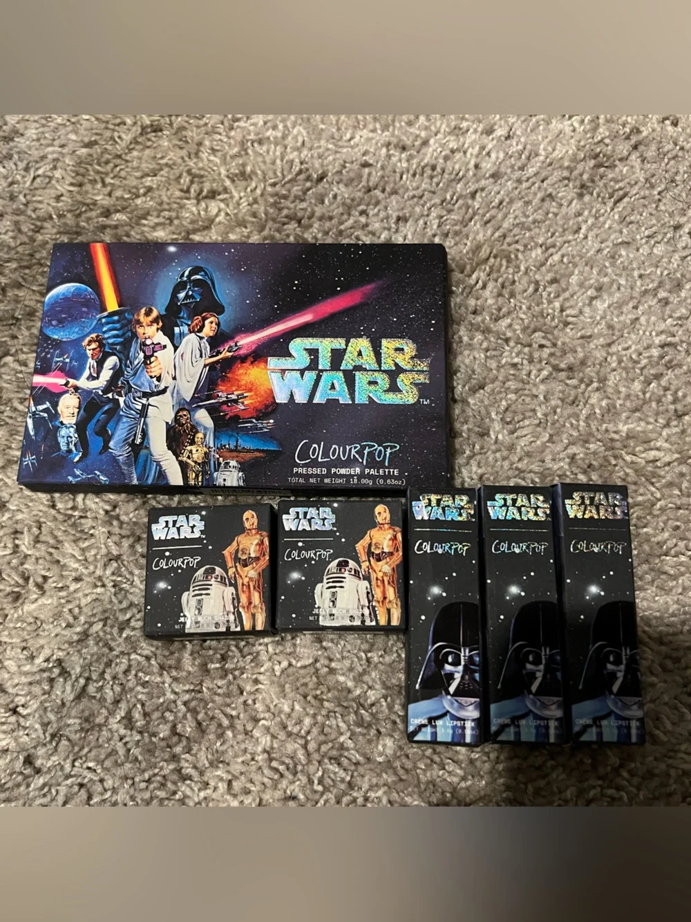 ColourPop Star Wars Pressed Powder, Shimmer/glitter, and lip sticks BUNDLE